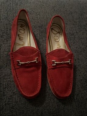 Sam Edelman Red Suede Bit Loafers